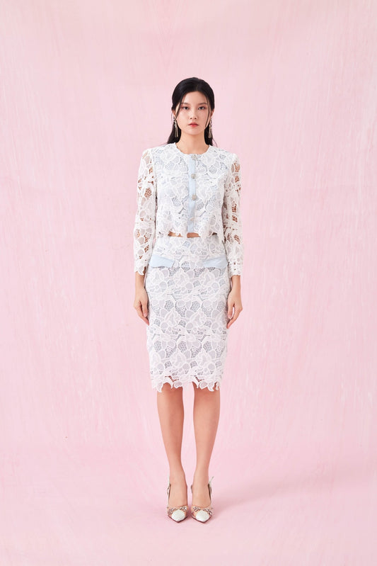 Gilly Light Green Satin With Lace Jacket - Nimisski