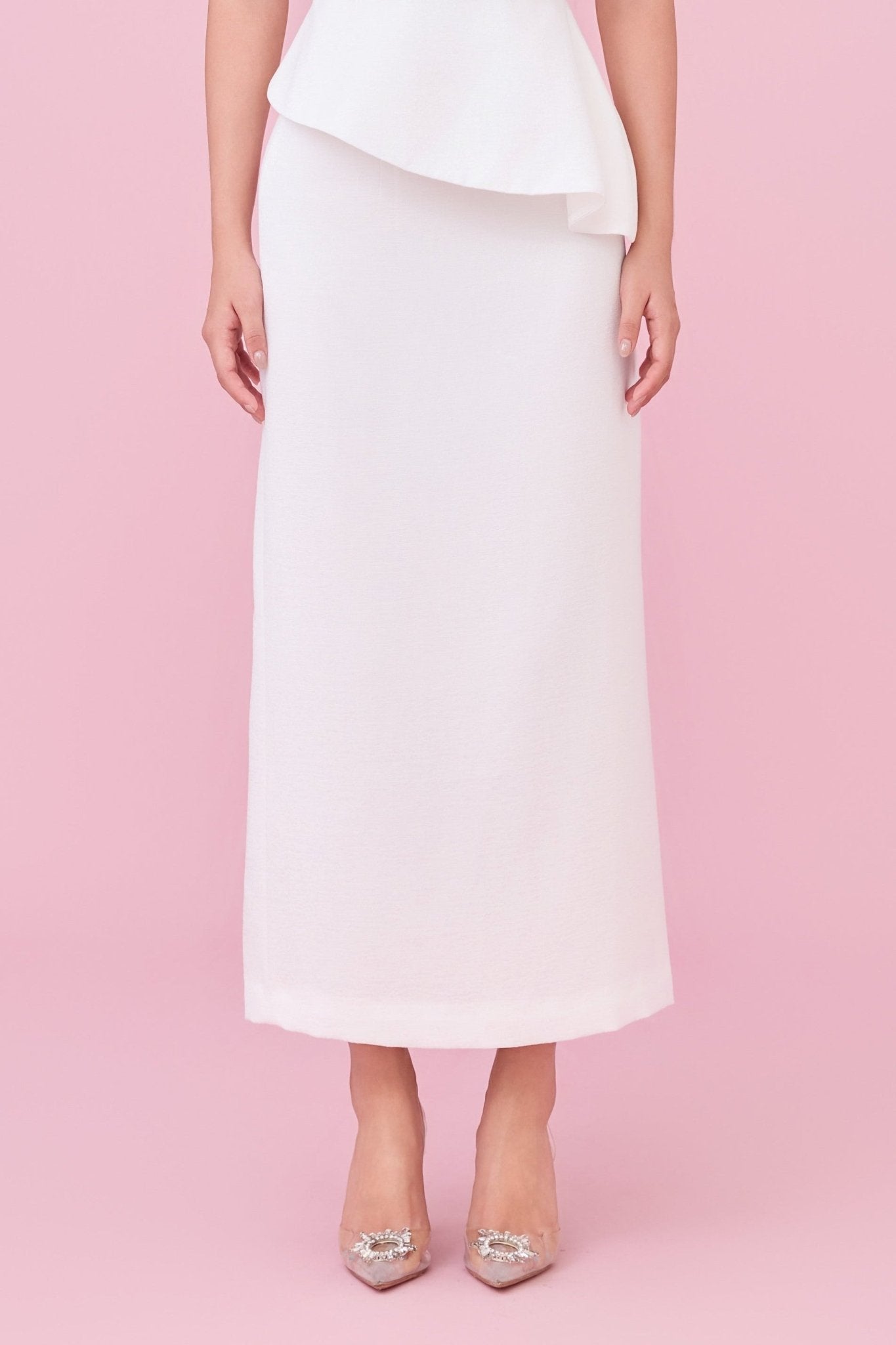 Charee White Midi Skirt - Nimisski