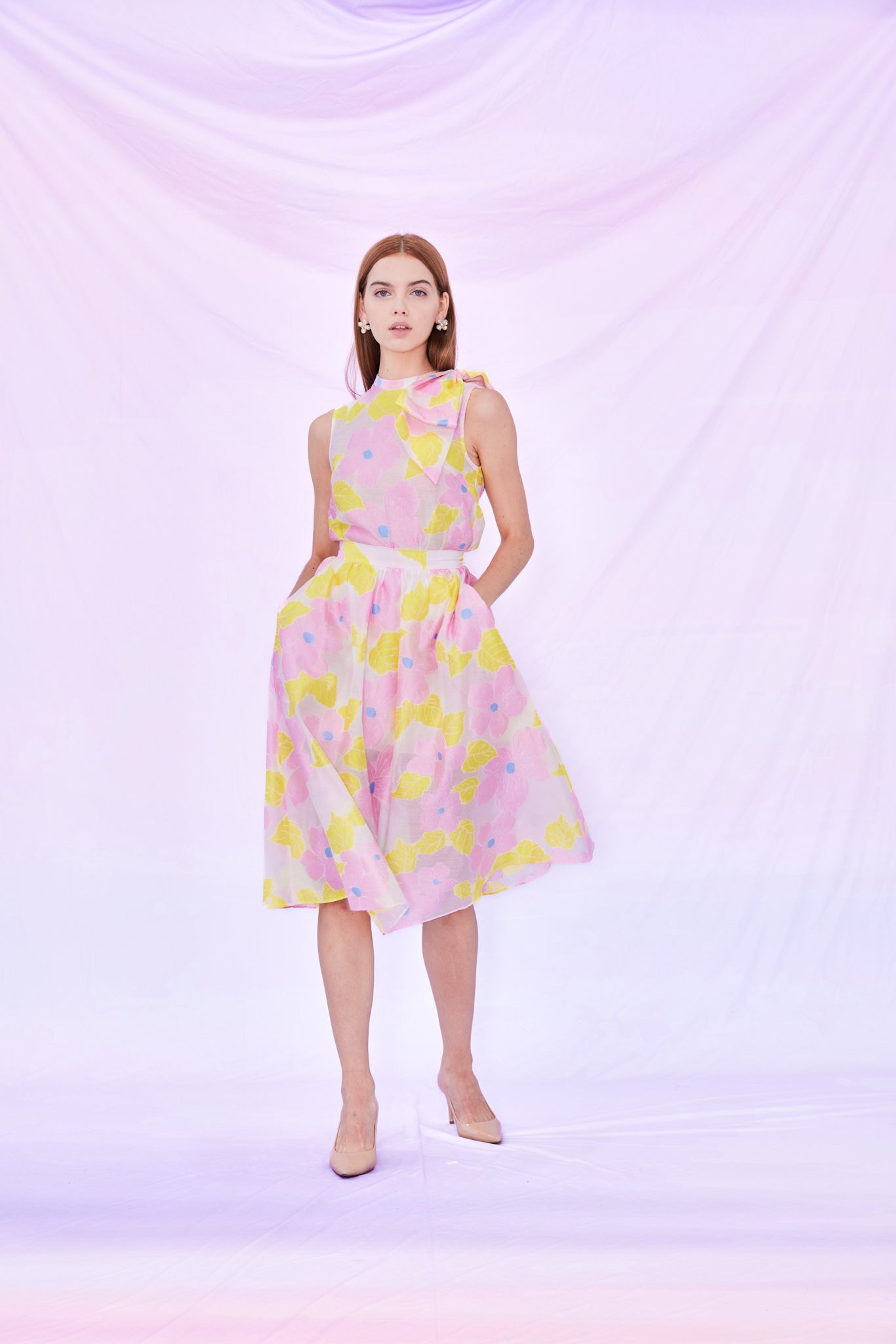 Fiona Yellow Pink Flower Top