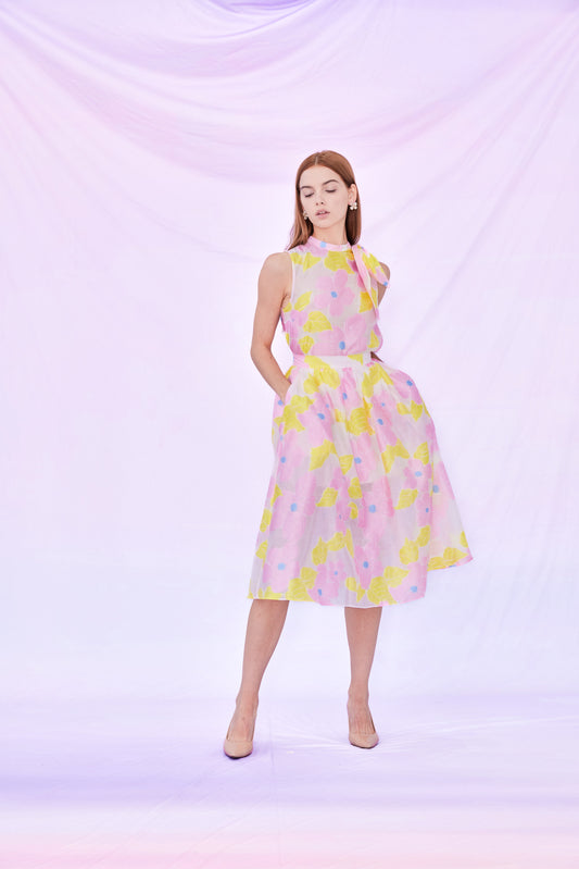Fiona Yellow Pink Flower Skirt