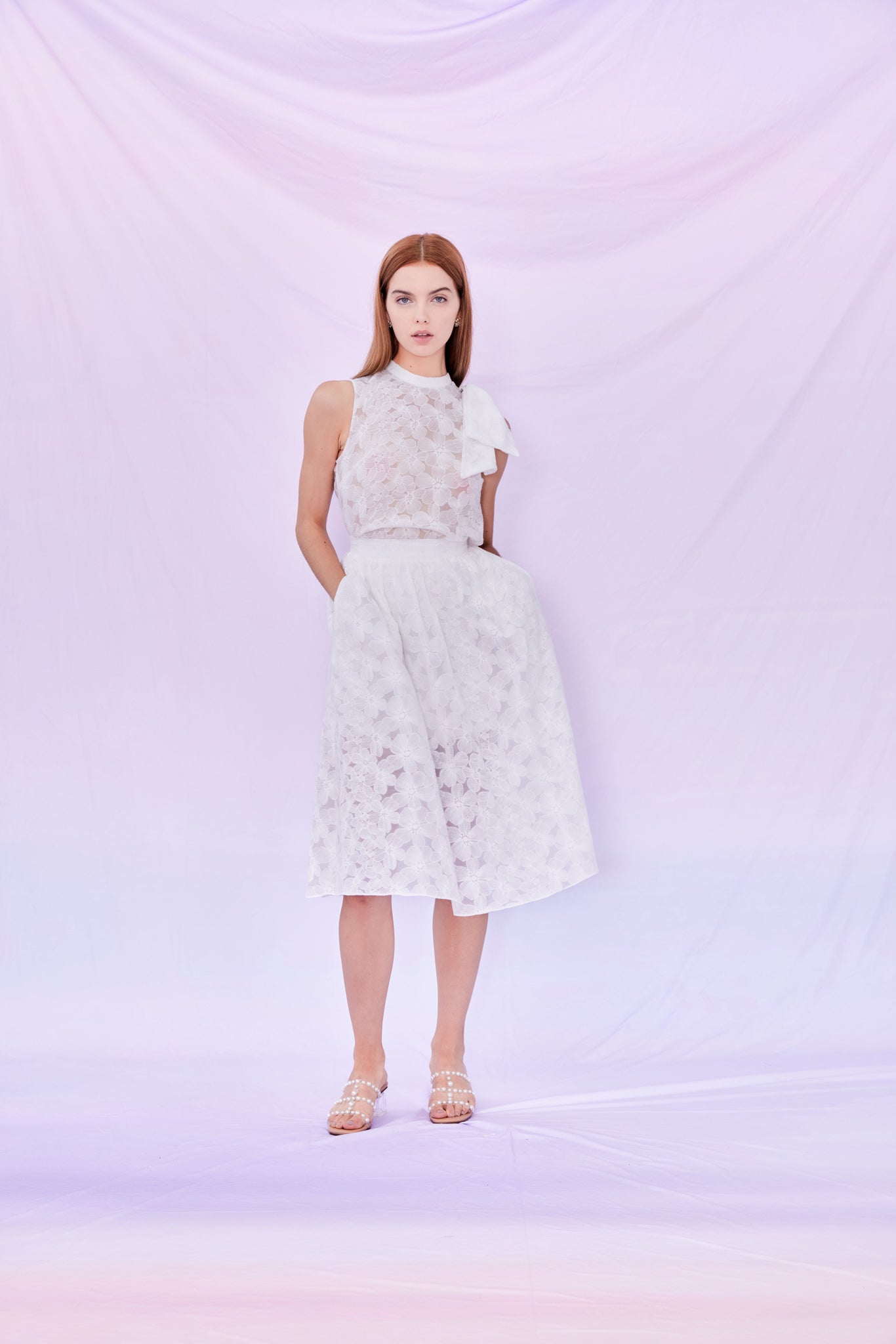 Fiona White Floral Skirt