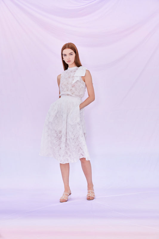 Fiona White Floral Skirt