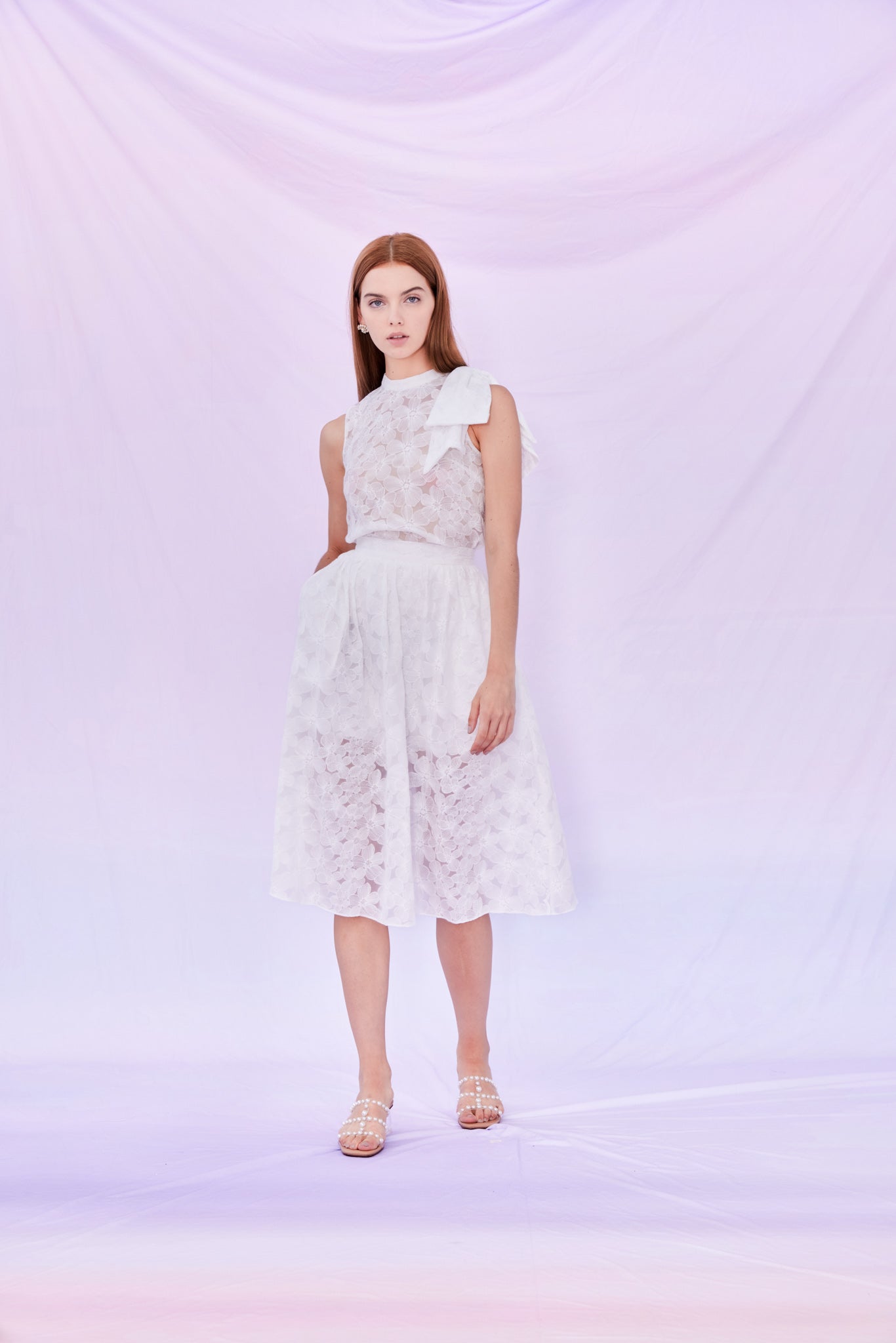 Fiona White Floral Skirt