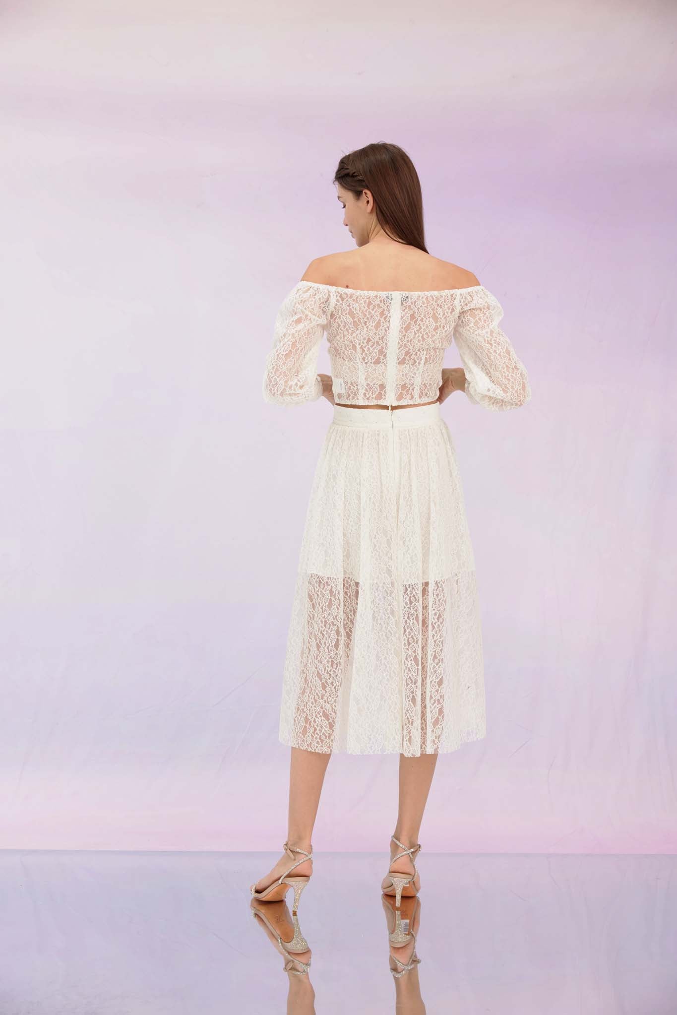 Ginia White Lace Skirt