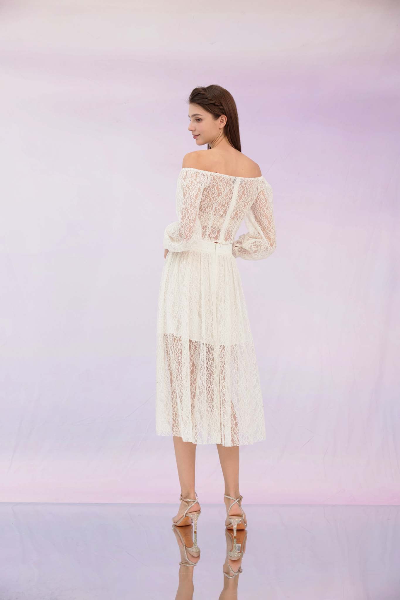 Ginia White Lace Skirt