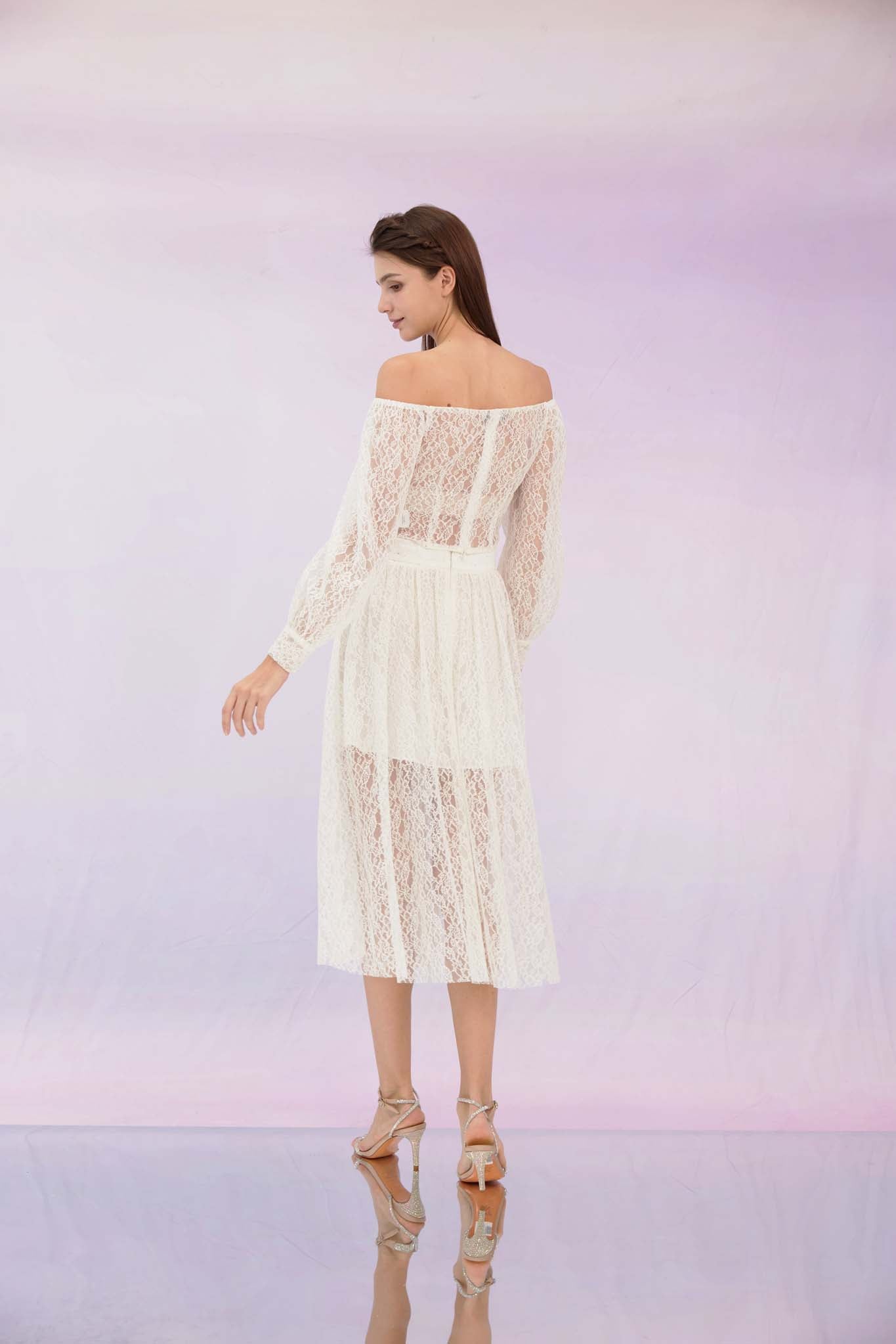 Ginia White Lace Drop Shoulder Top