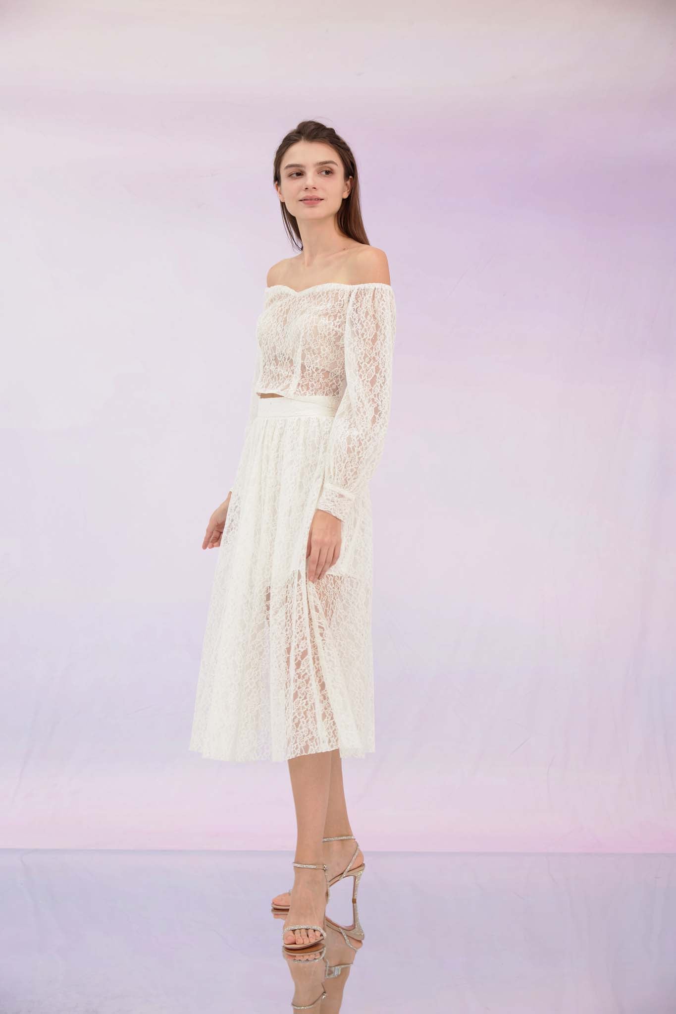 Ginia White Lace Skirt