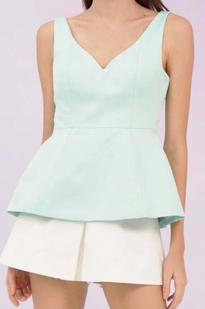 Gennelle Pastel Green V Neck Top