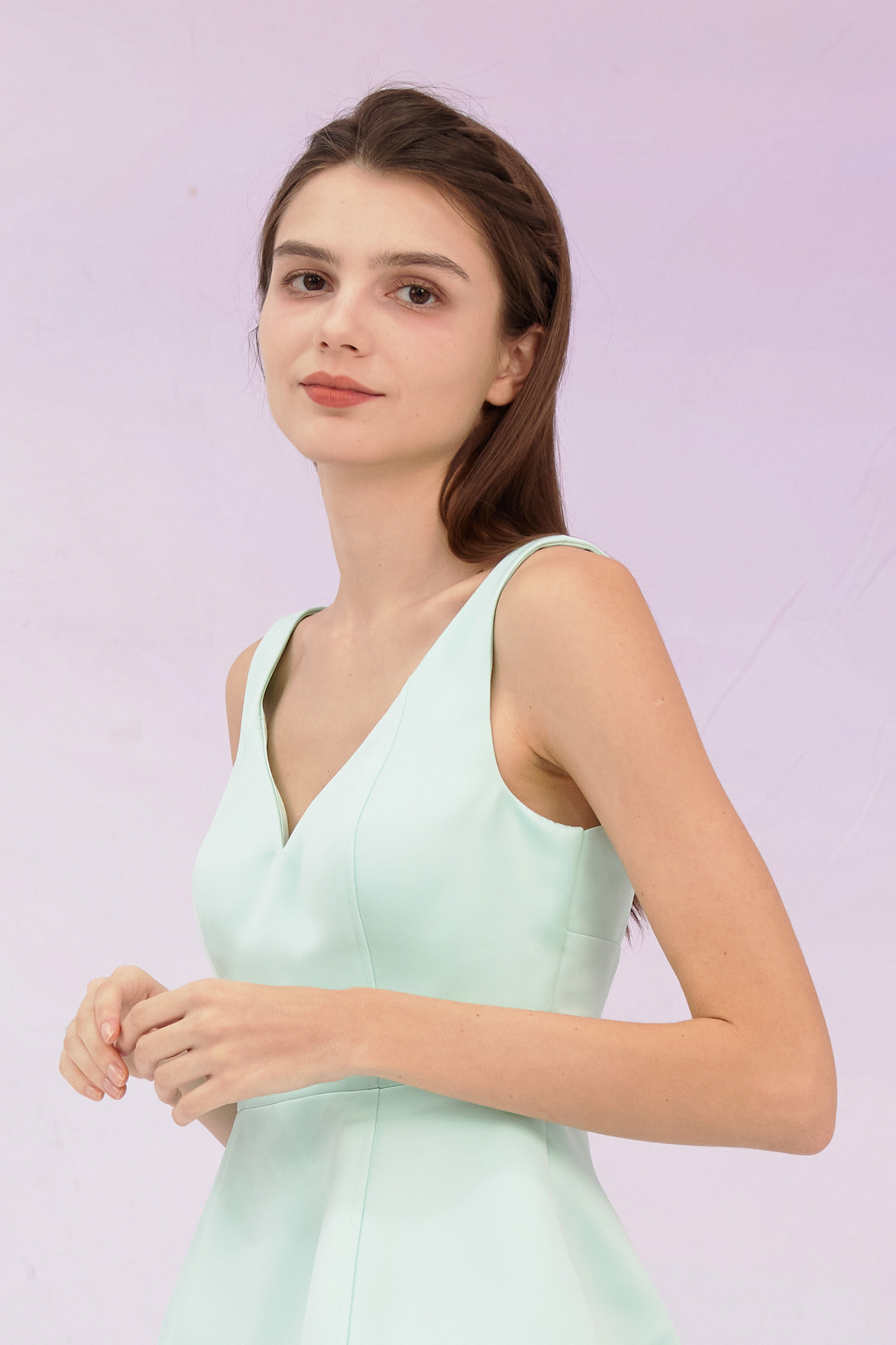 Gennelle Pastel Green V Neck Top