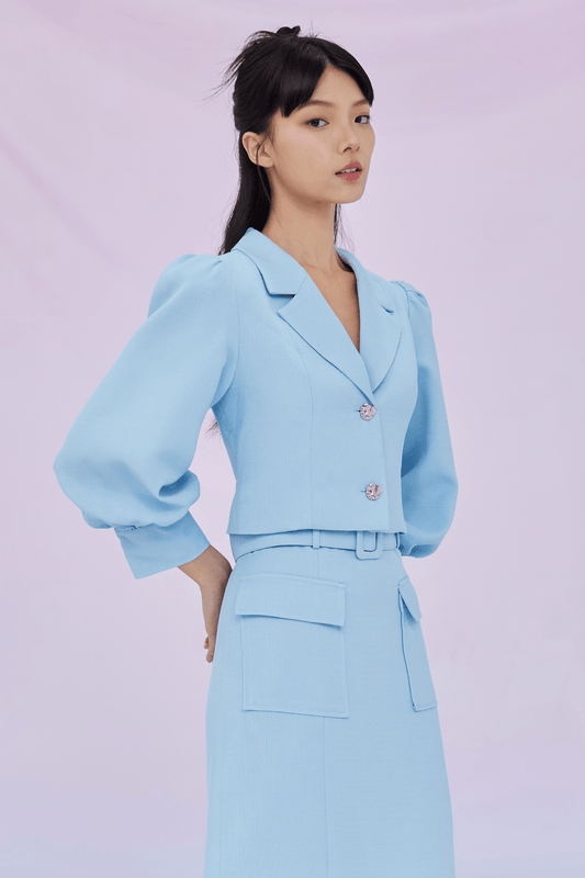 Galiana Blue Puffy Sleeve Top - Nimisski