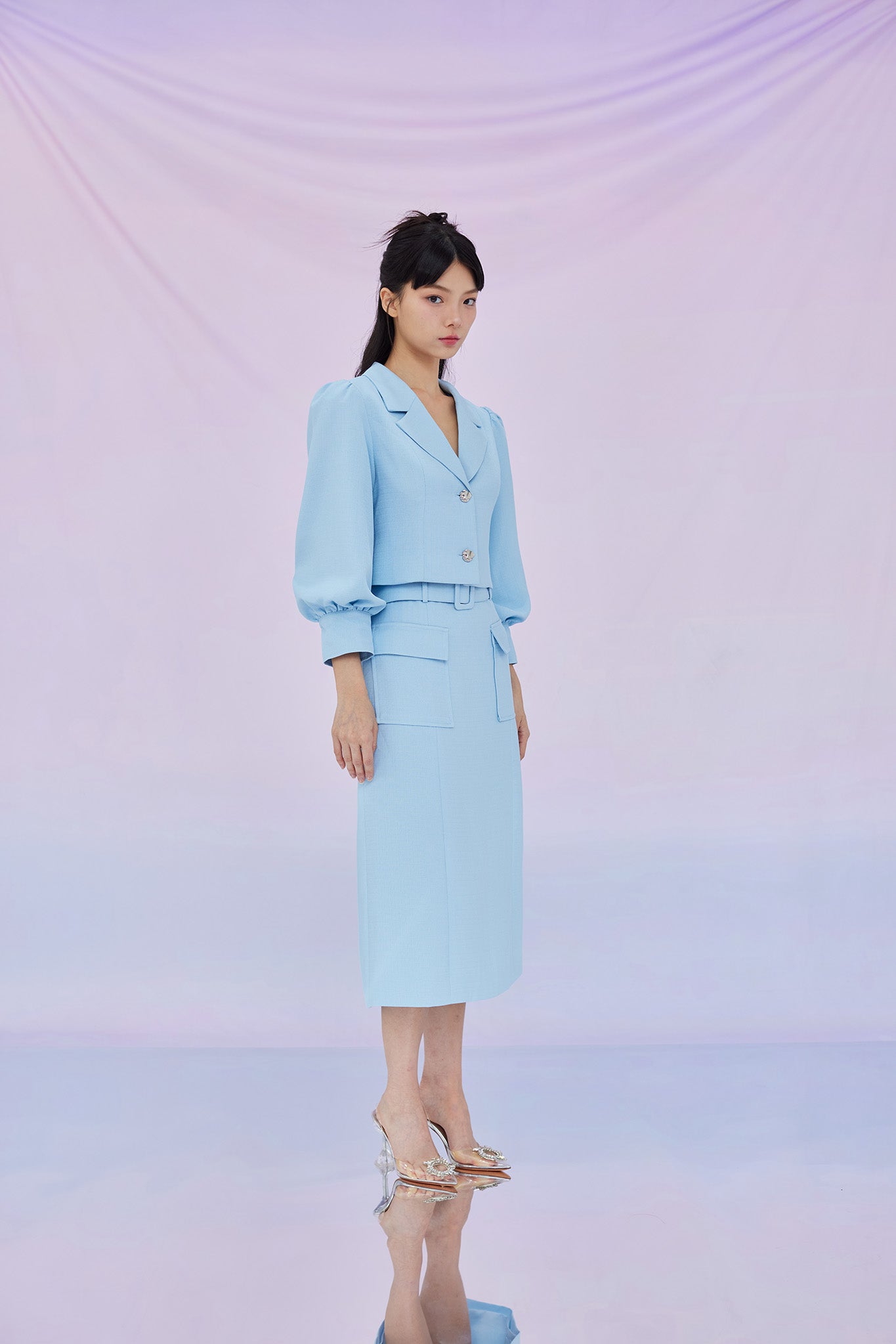 Galiana Blue Puffy Sleeve Top