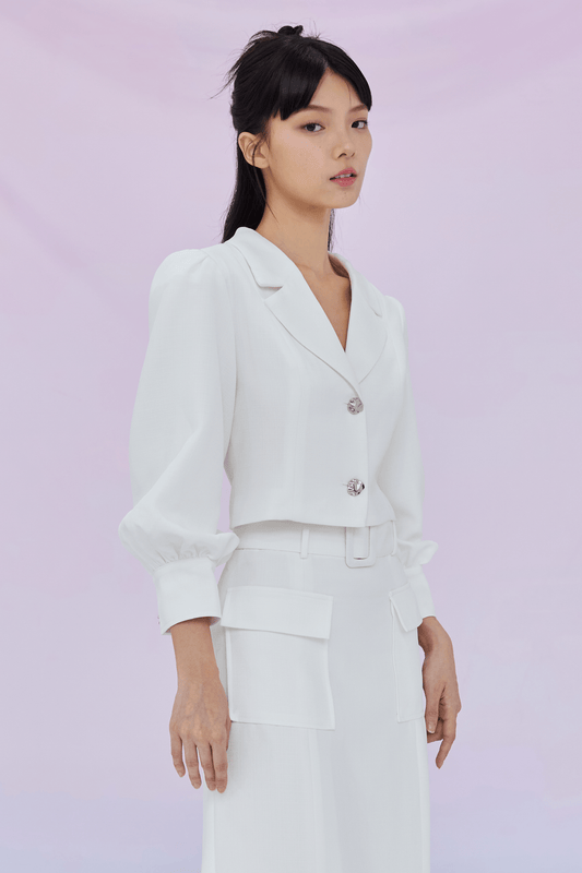 Galiana White Puffy Sleeve Top - Nimisski