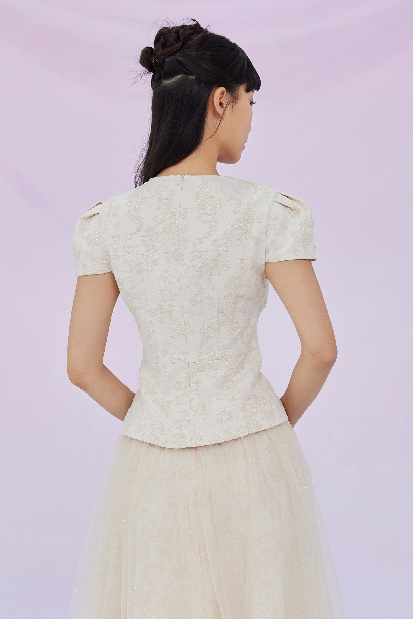Genna Beige Jacquard Top