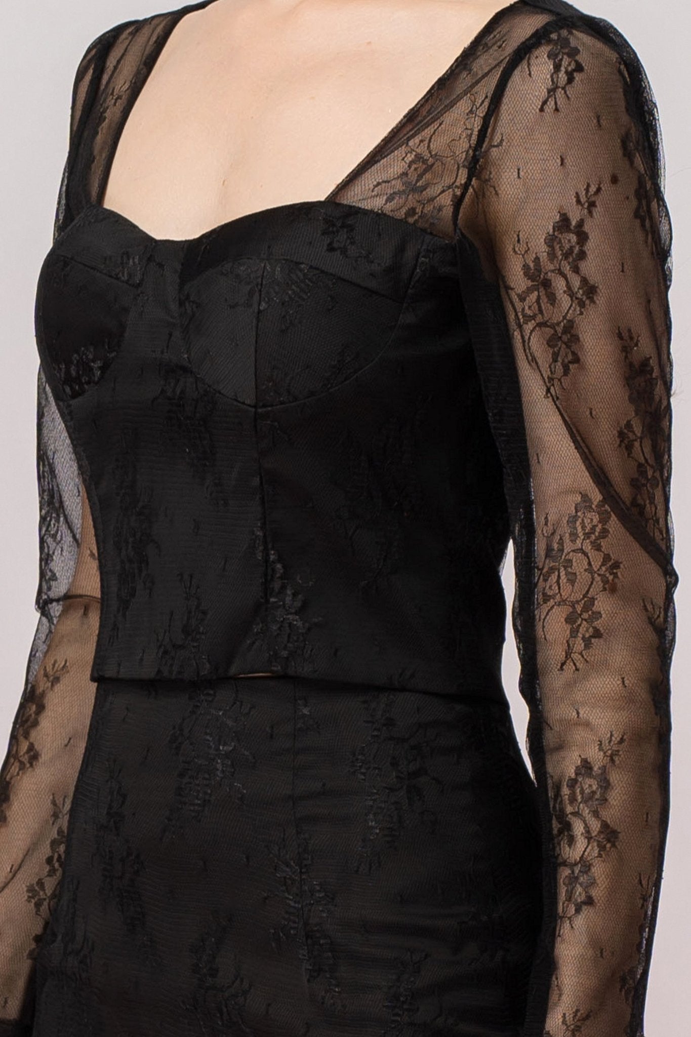 Genette Black Flower Lace Top - Nimisski