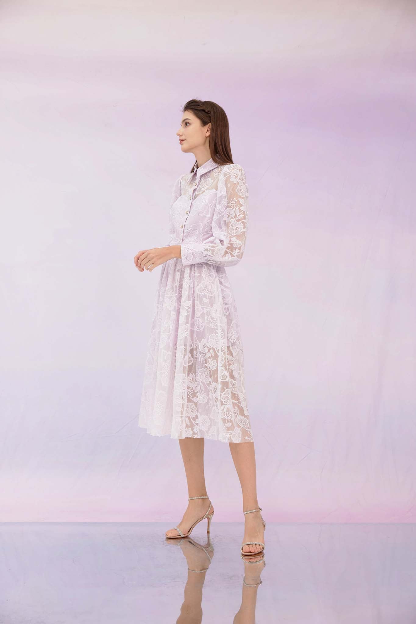 Gioia Lilac Flower Lace Top