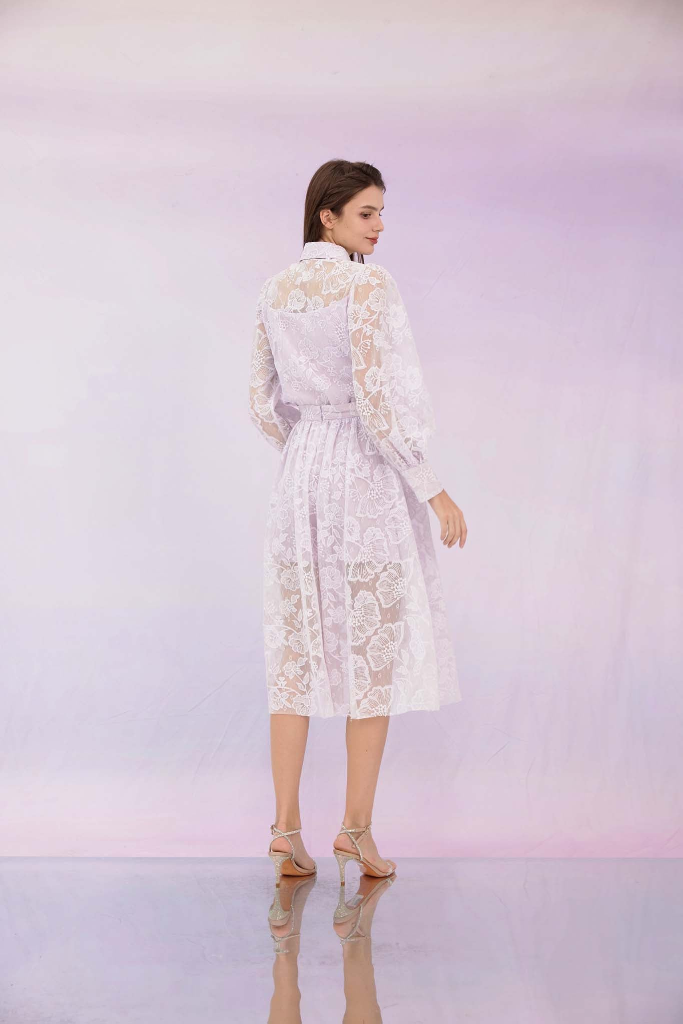 Gioia Lilac Flower Lace Top