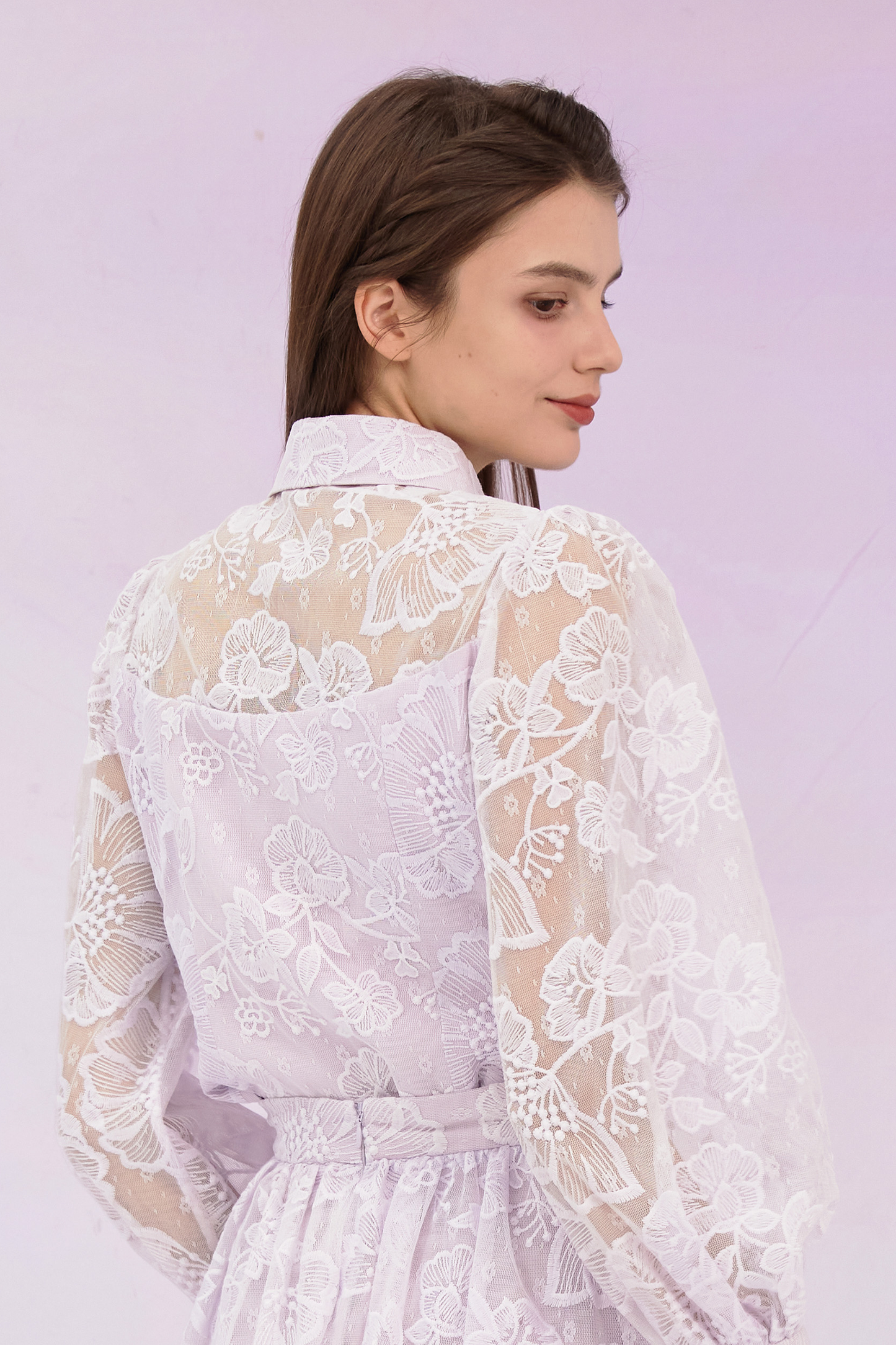 Gioia Lilac Flower Lace Top