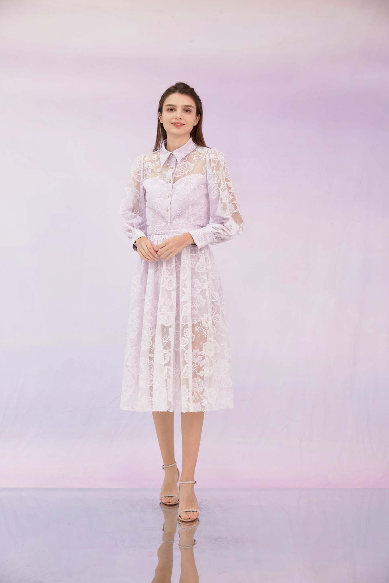Gioia Lilac Flower Lace Top