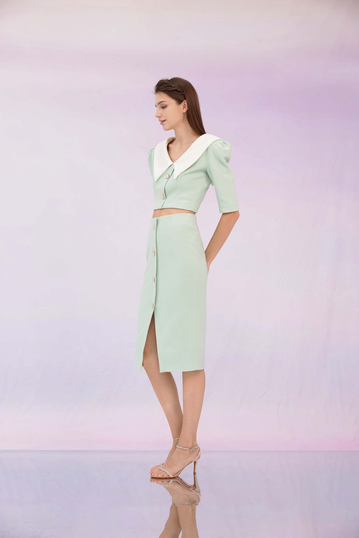 Gerilynn Mint Puffy Sleeve Top