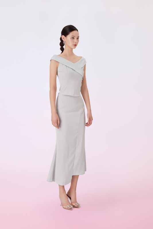 Gianessa Light Grey Midi Skirt - Nimisski