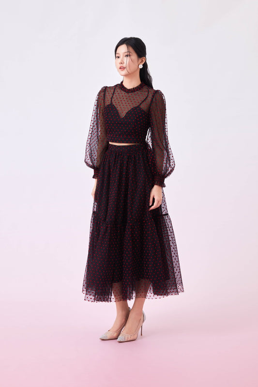 Gertie Red Heart Long Skirt - Nimisski