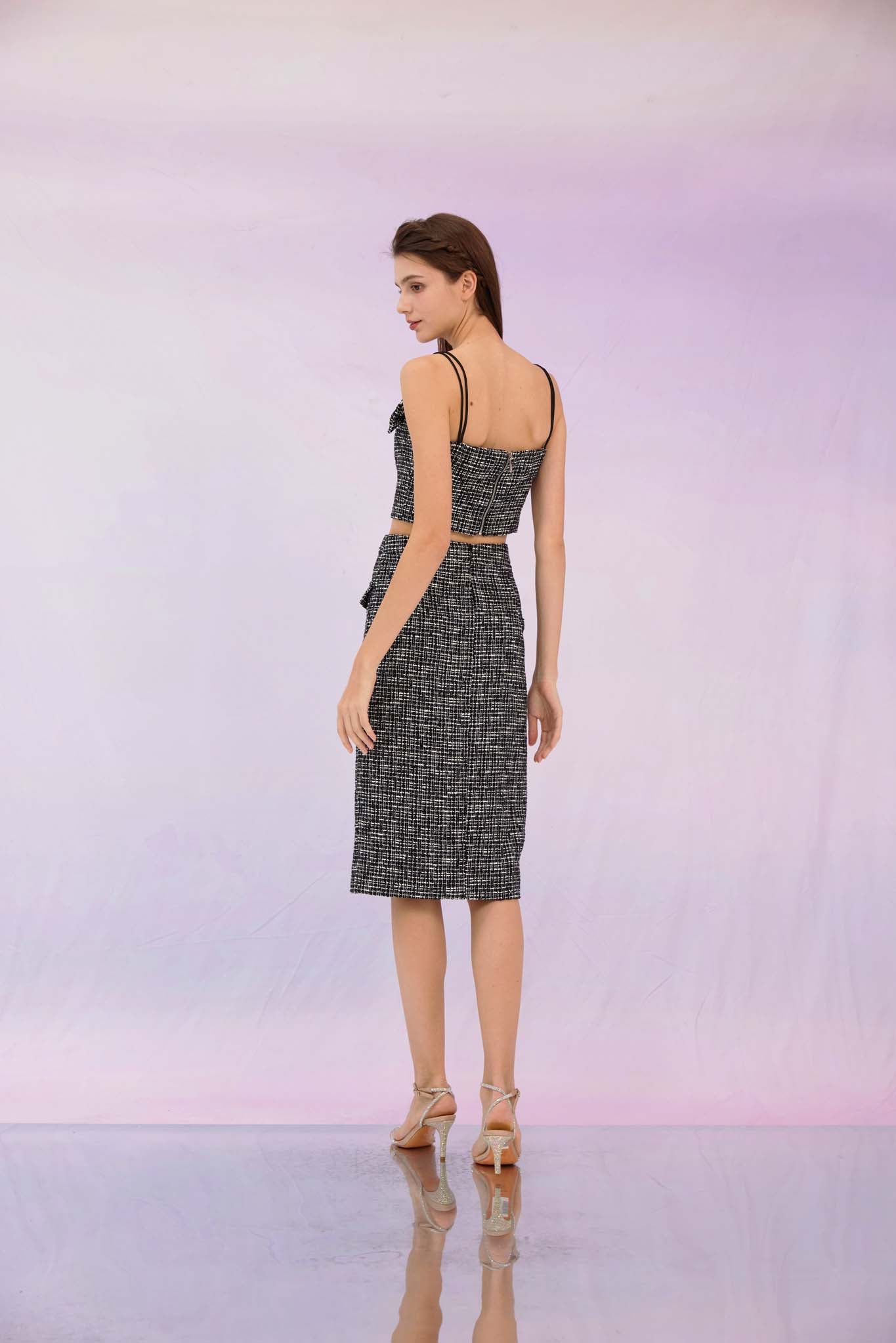Geraldina Black Tweed Skirt