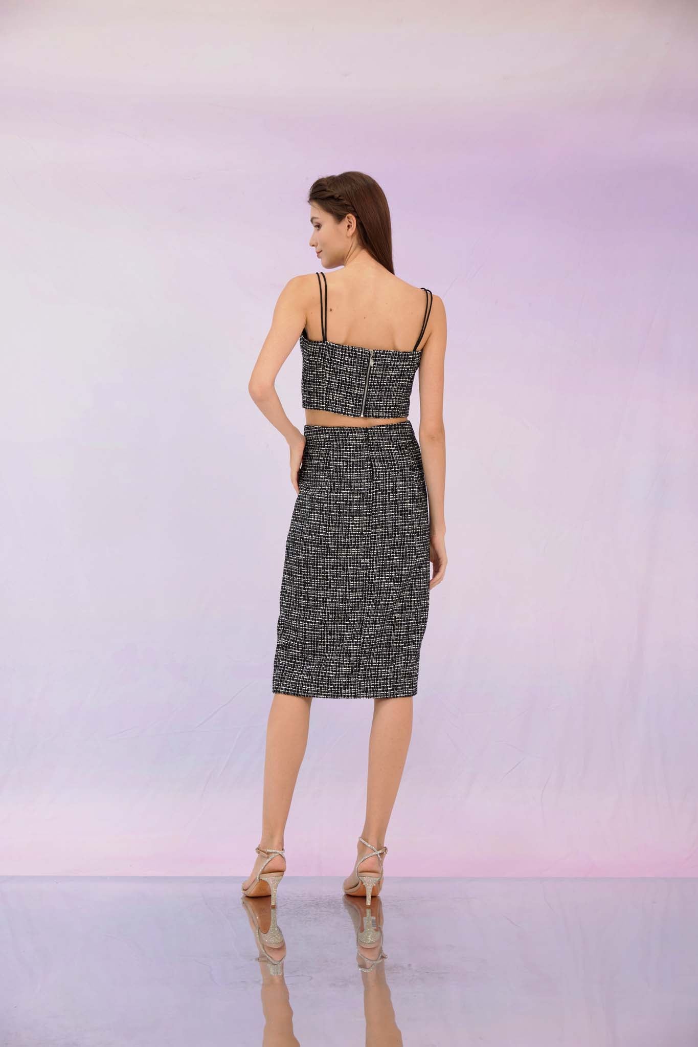 Geraldina Black Tweed Skirt