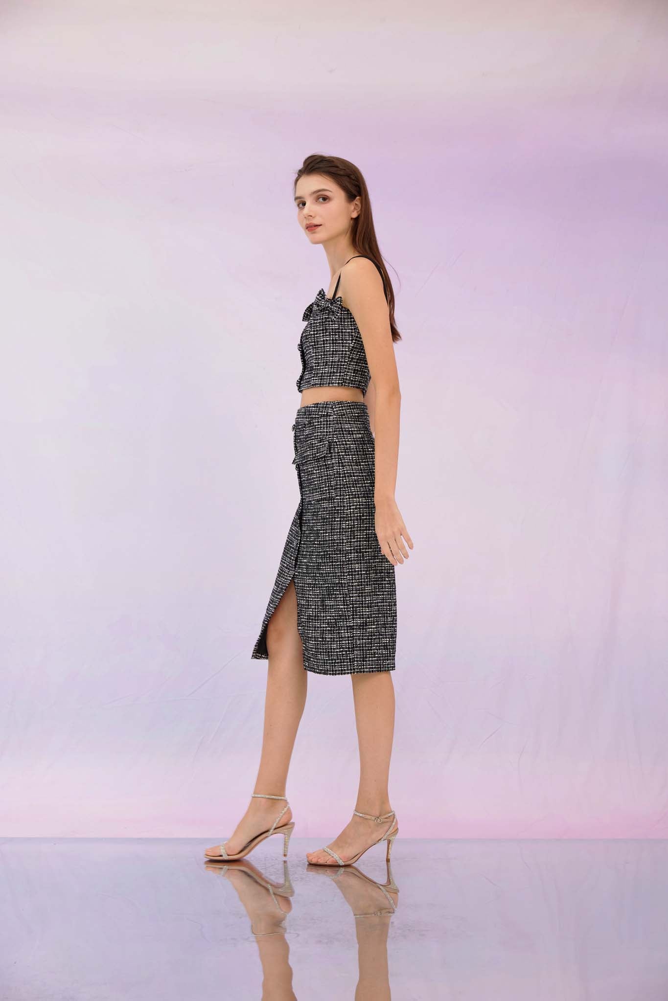Geraldina Black Tweed Skirt