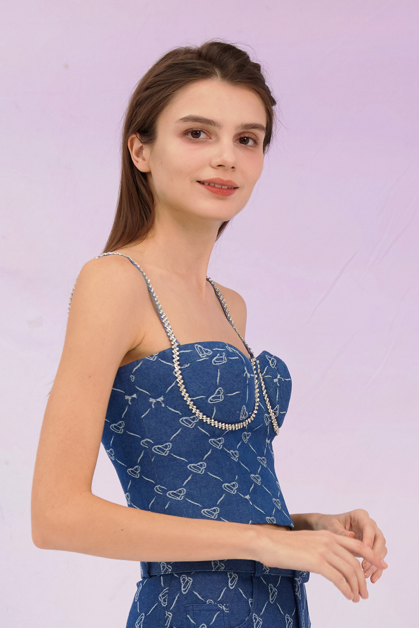 Gabbie Dark Blue Denim Bustier Top