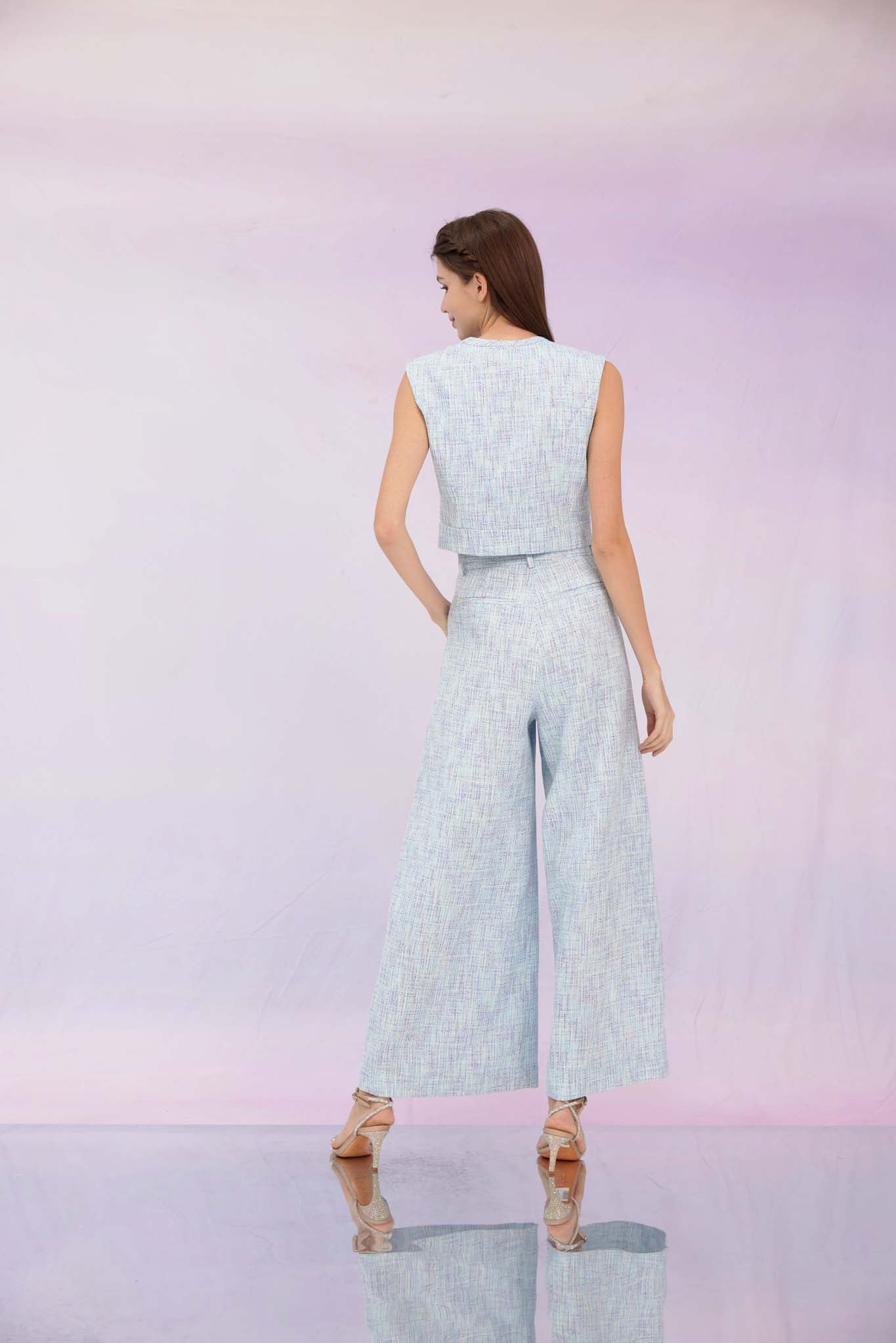 Gargi Blue Tweed Sleeveless Top