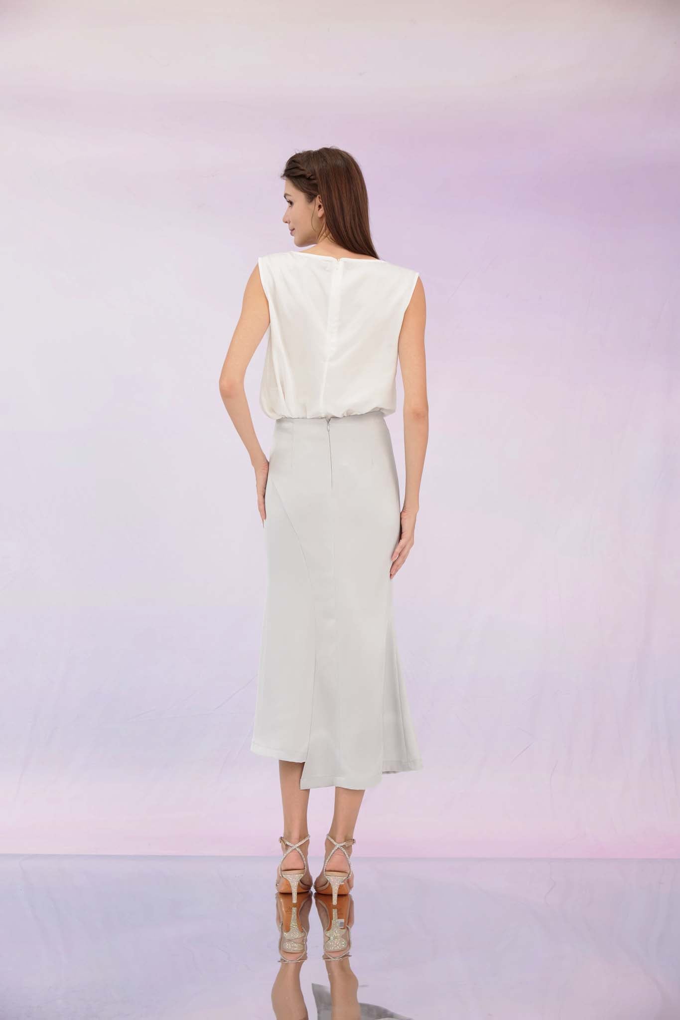 Galina White Cowl Neck Top