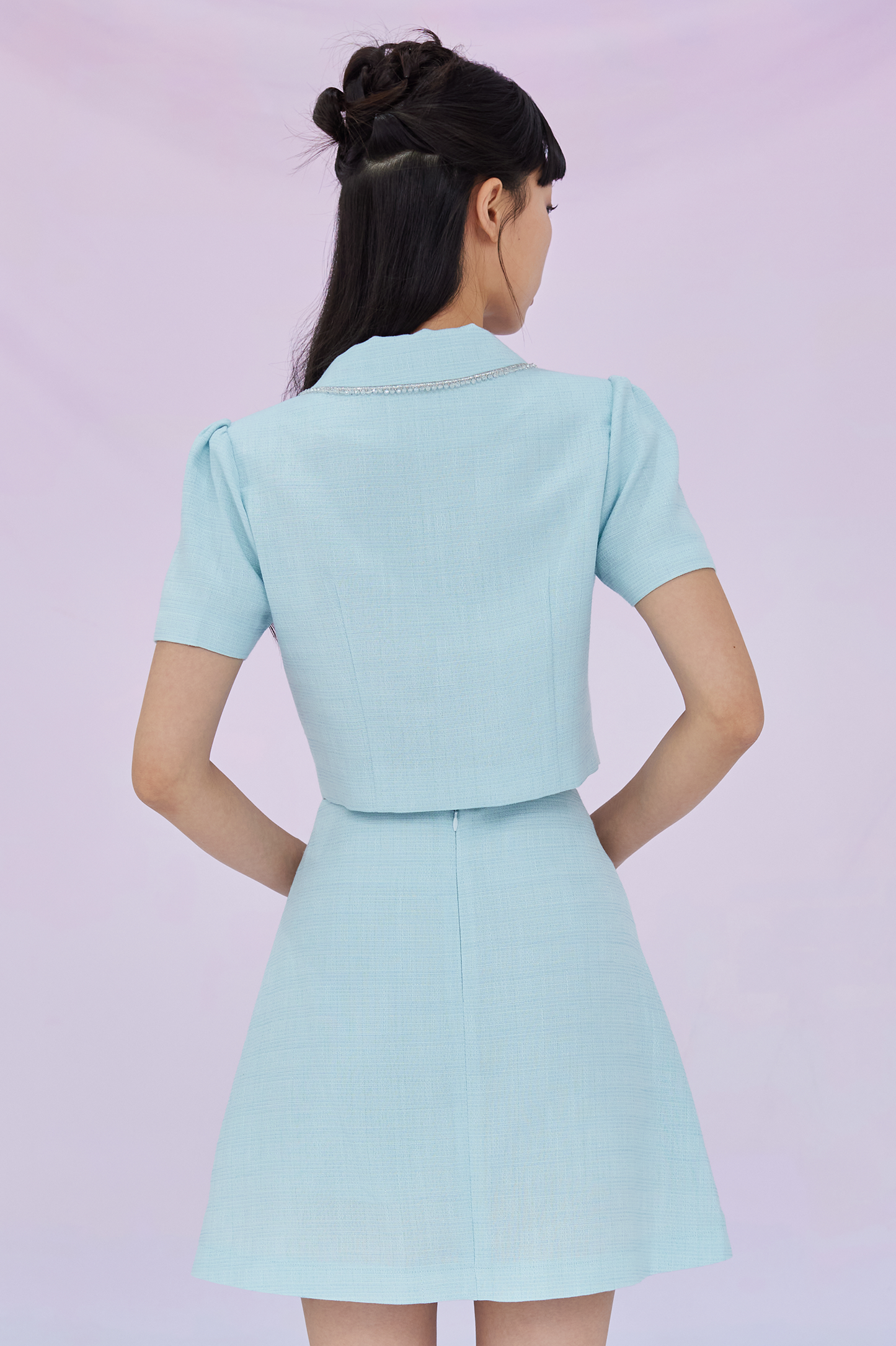 Geana Mint Tweed Cropped Top
