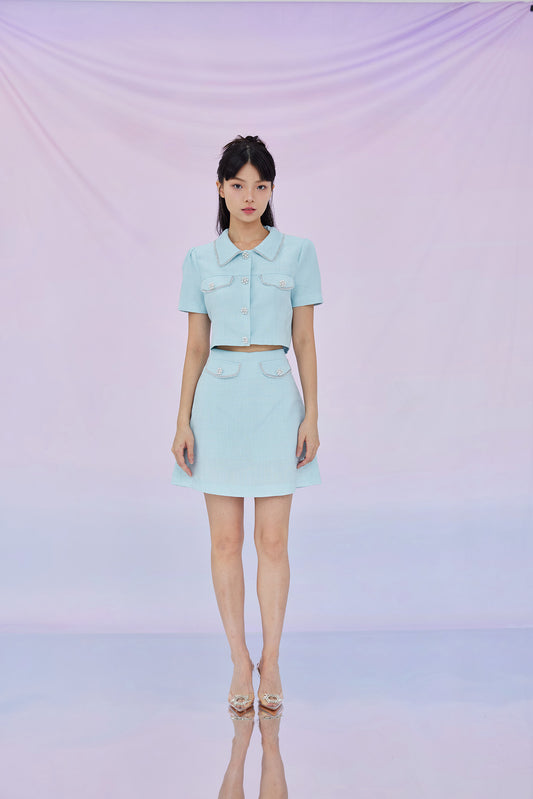 Geana Mint Tweed Skirt