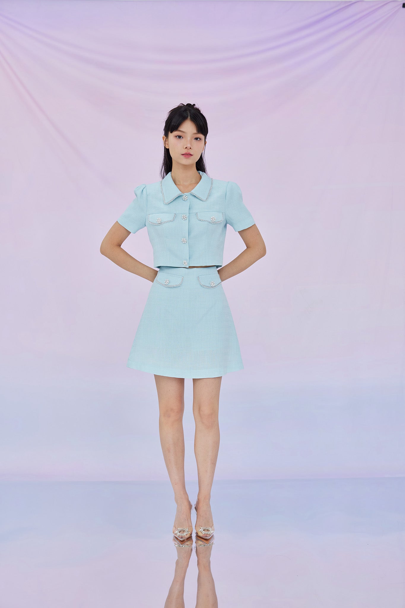 Geana Mint Tweed Skirt