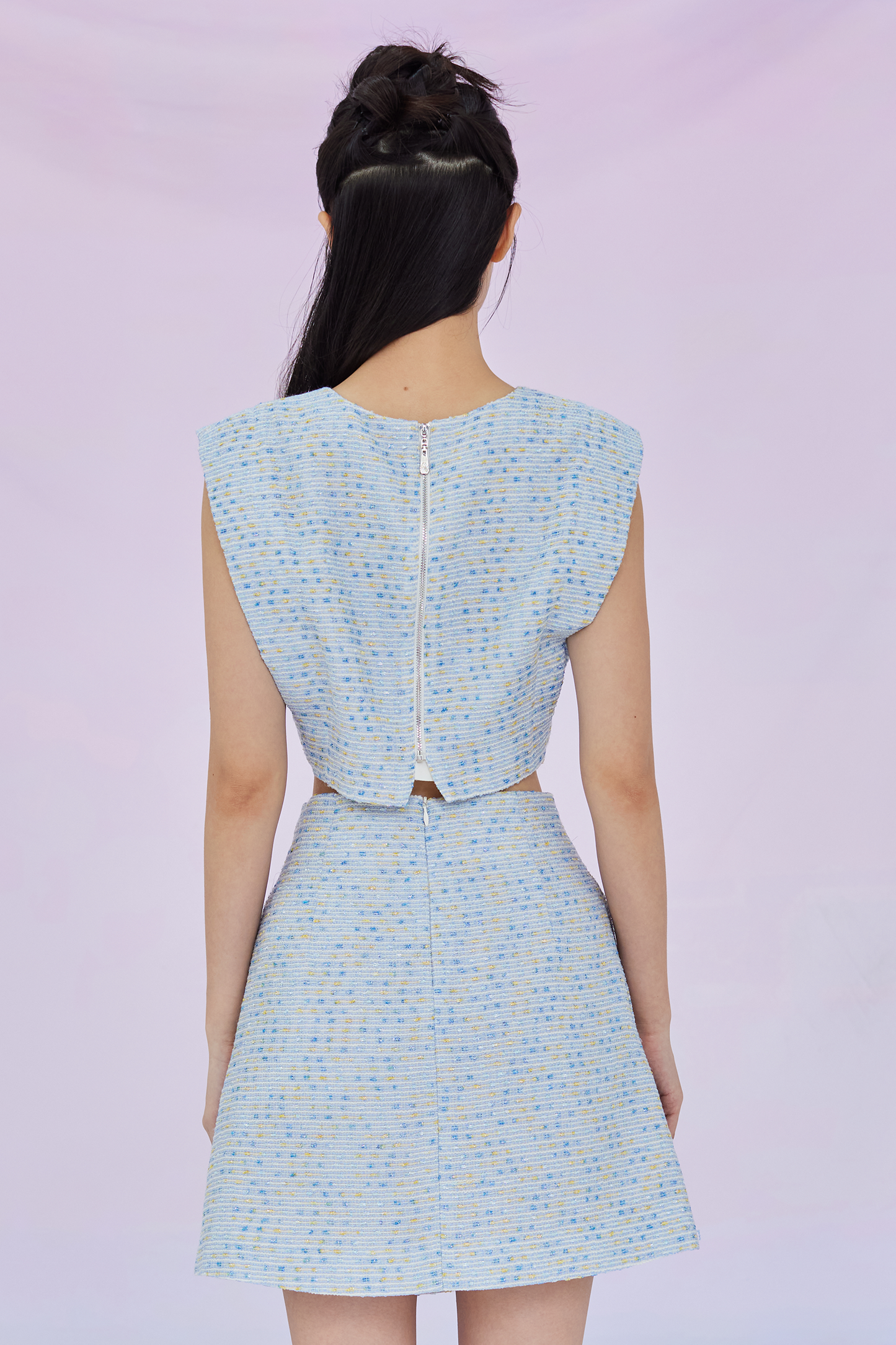 Gavriella Blue Tweed Top