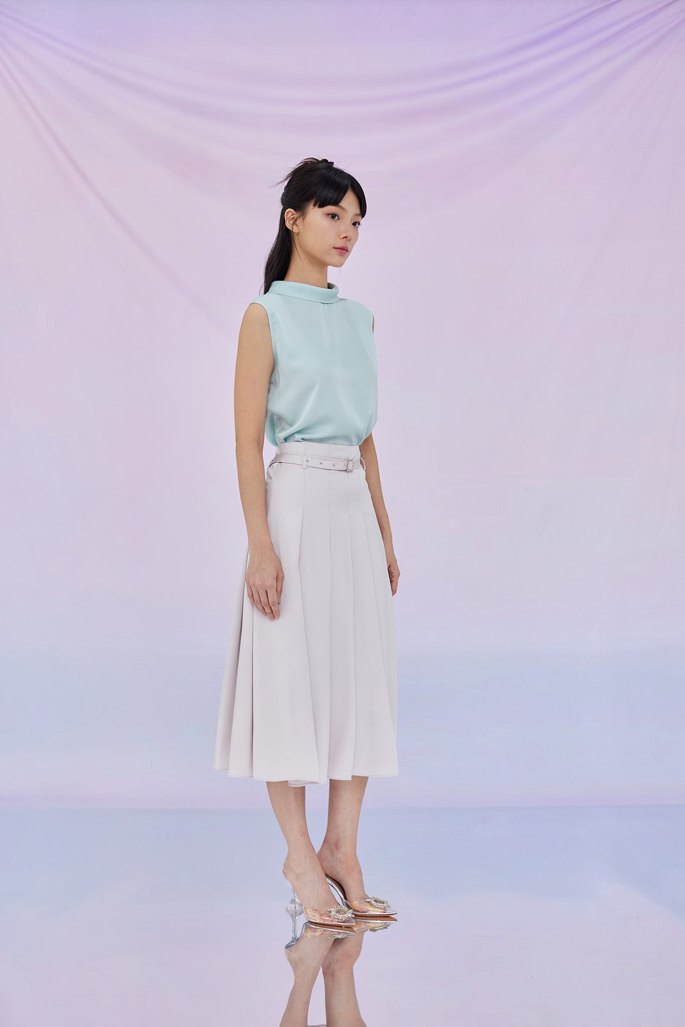 Gracilyn Lilac Pleated A-Line Skirt