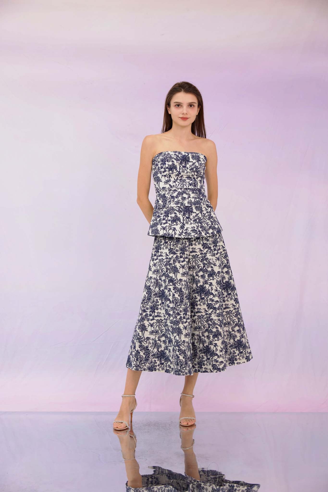Giuseppina Navy Print Jacquard Top