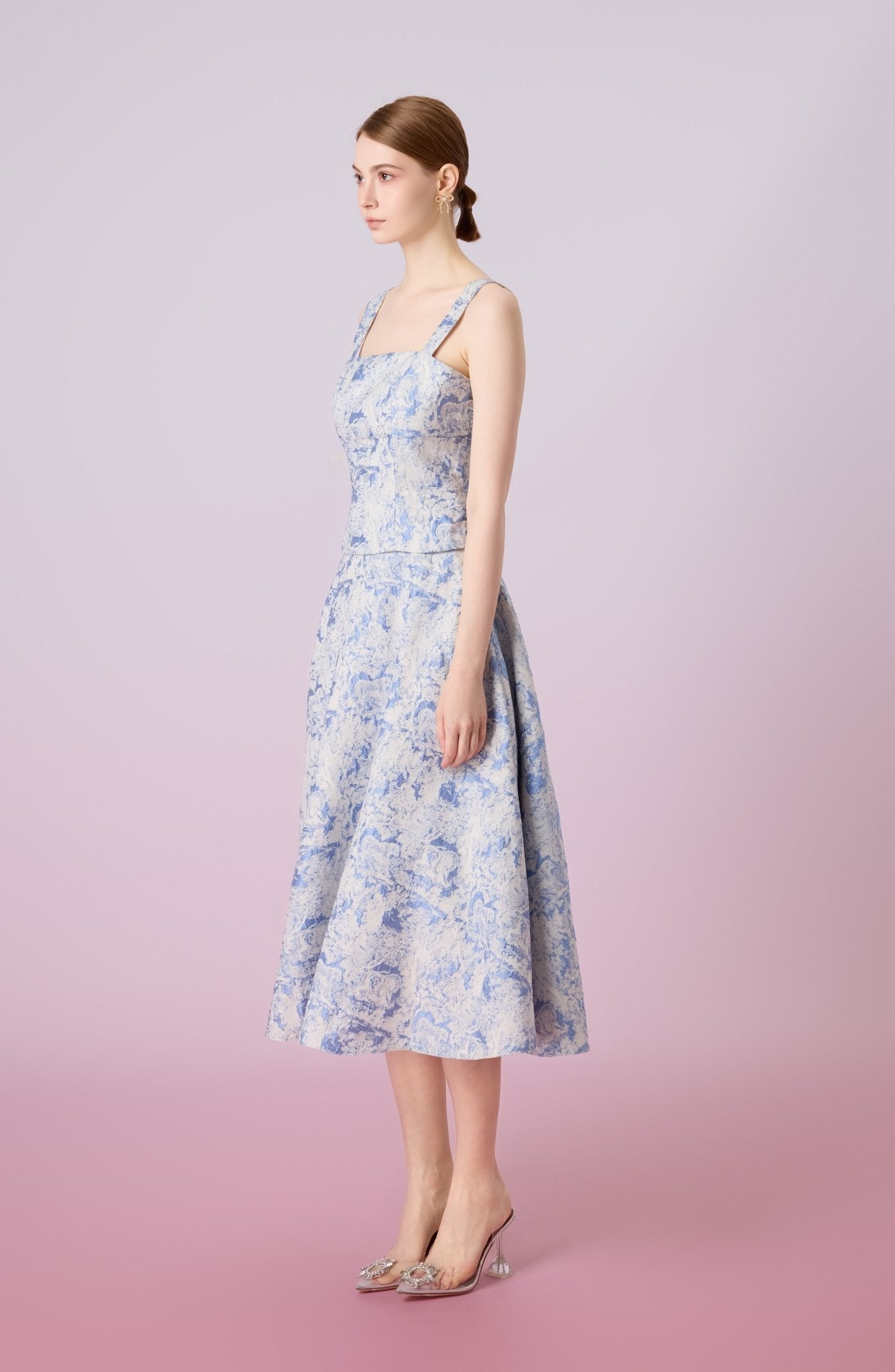 Giuseppina White Animal Print In Blue A - Line Skirt - Nimisski