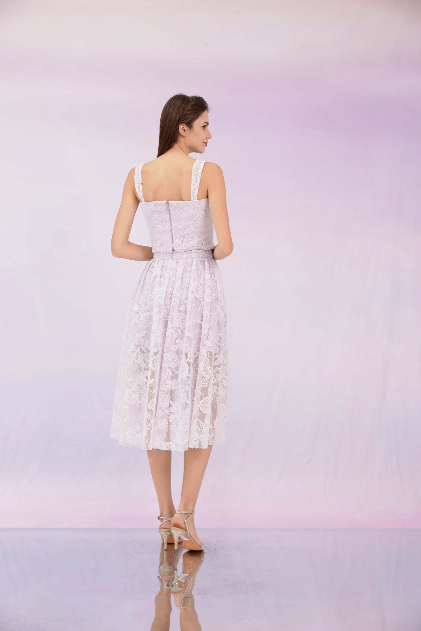 Fawne Purple Flower Lace Skirt