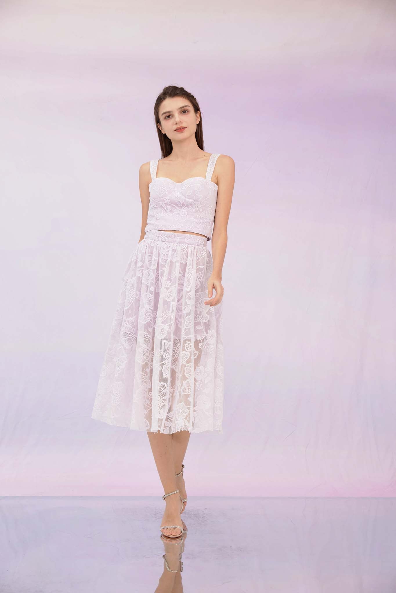 Fawne Purple Flower Lace Skirt