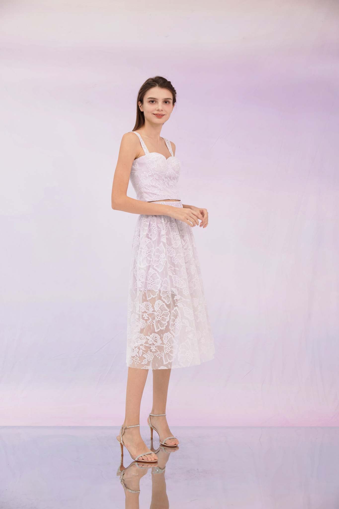 Fawne Purple Flower Lace Skirt