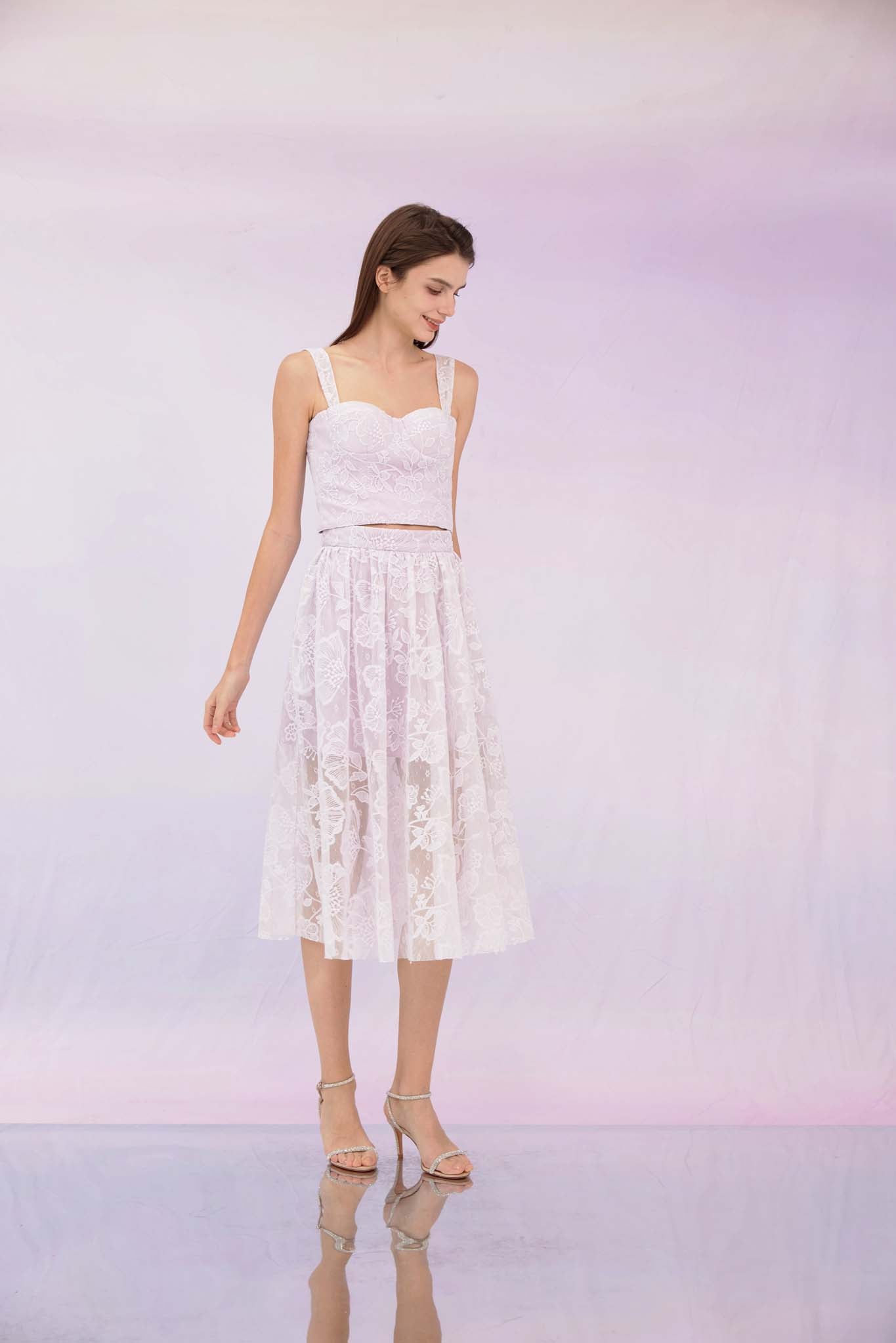Fawne Purple Flower Lace Skirt
