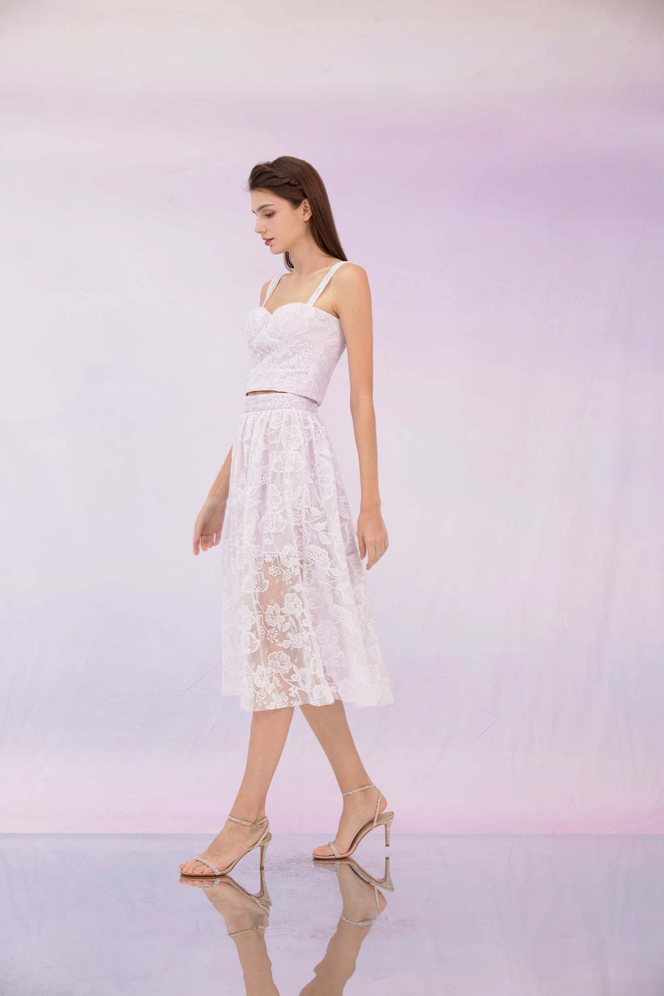 Fawne Purple Flower Lace Skirt