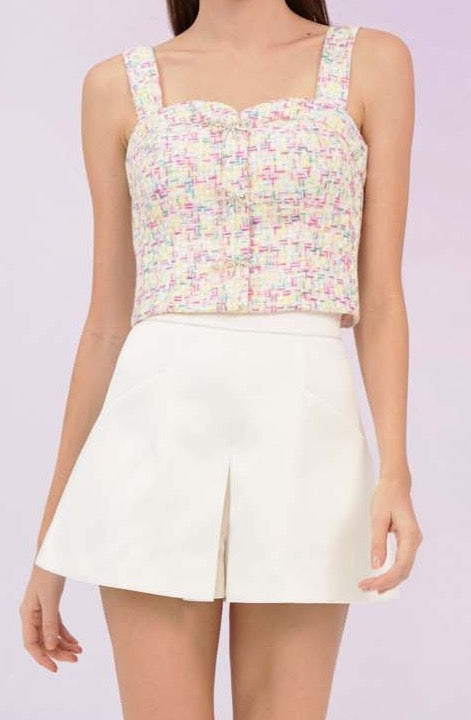 Glenice Multicolor Tweed Strap Top