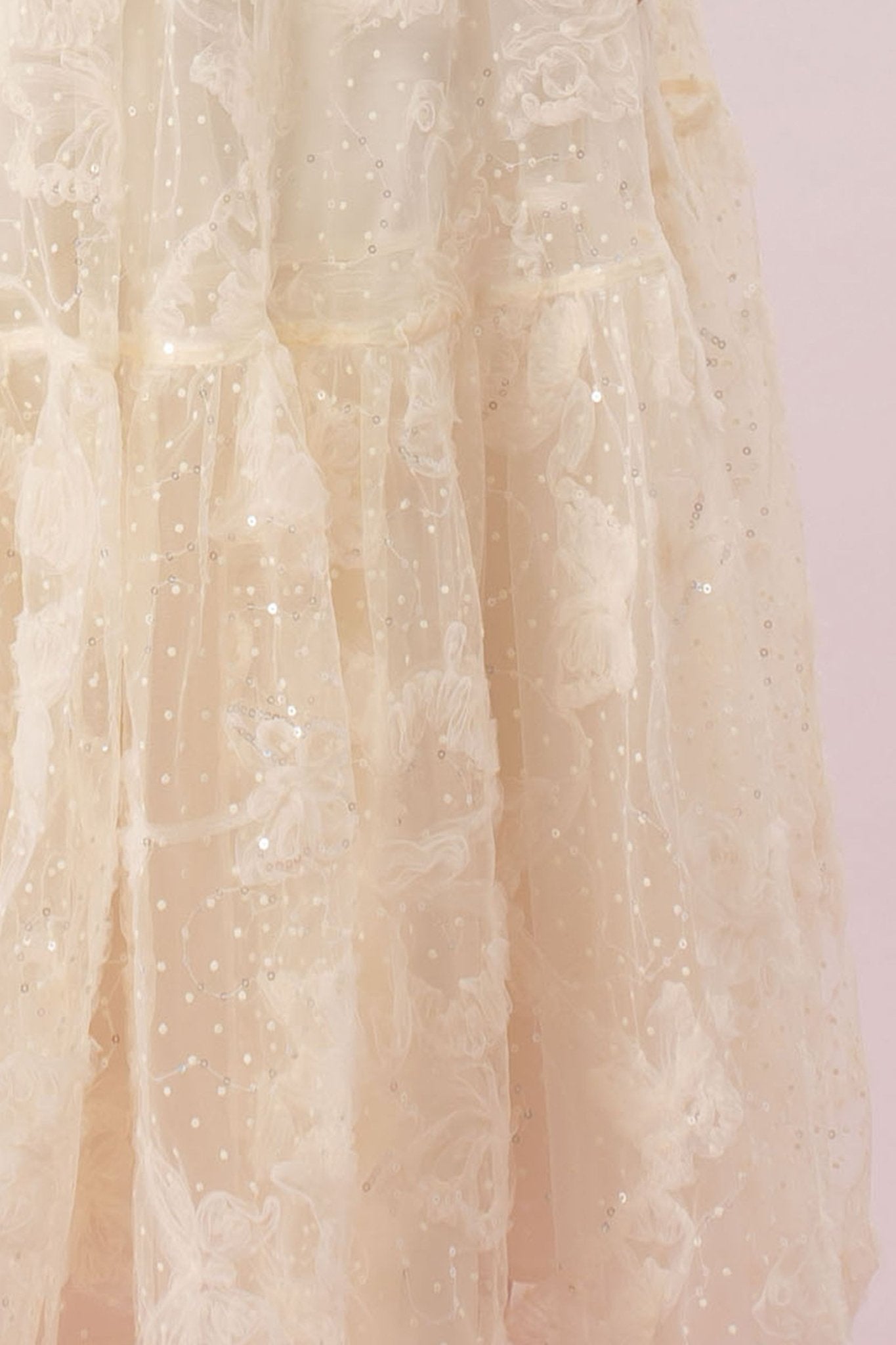 Gertie Cream Emboss Mesh Long Skirt - Nimisski