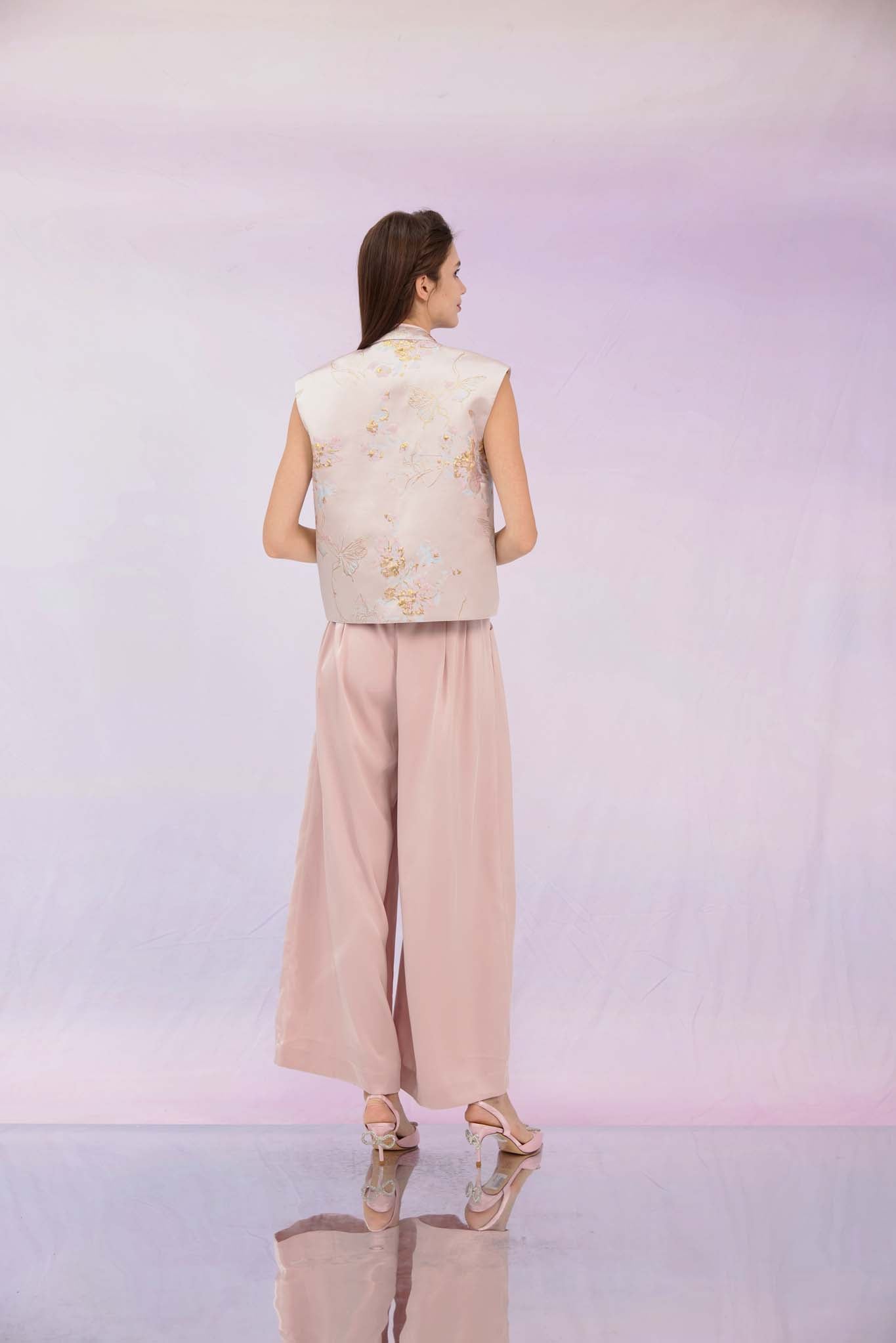 Ginelle Dusty Pink Sateen Wide Pants