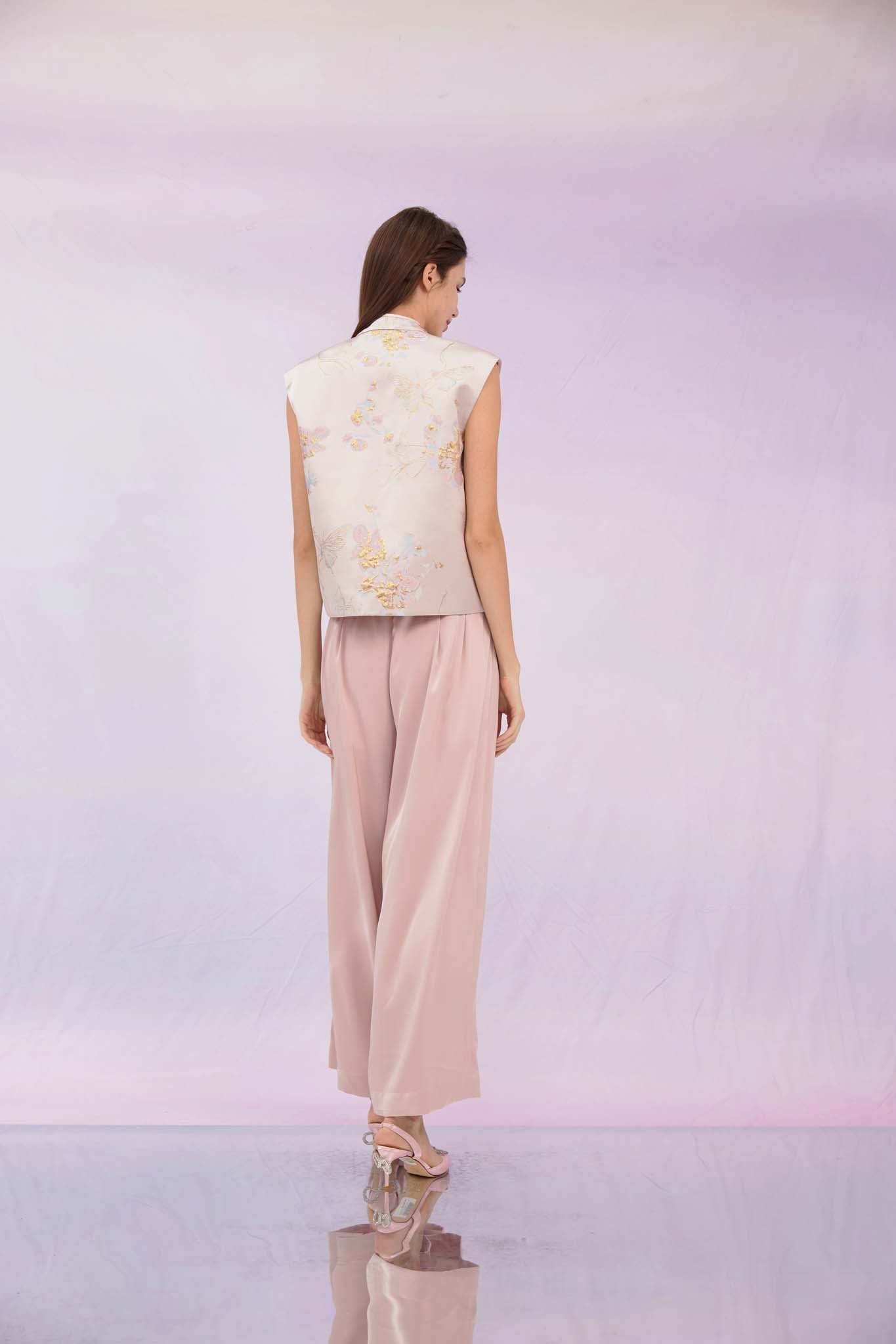 Ginelle Dusty Pink Sateen Wide Pants