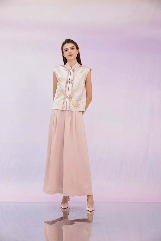 Ginelle Dusty Pink Sateen Wide Pants