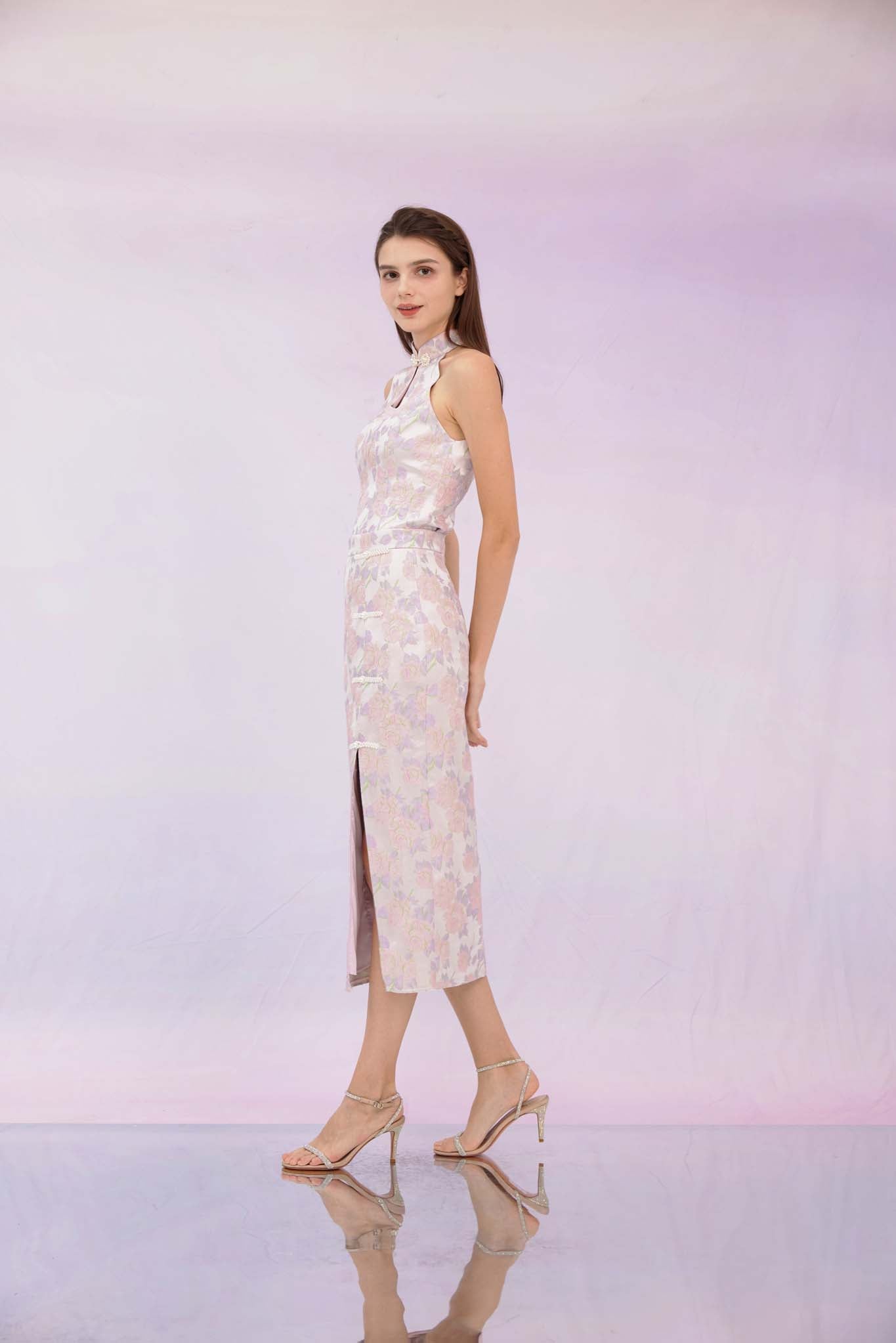 Gilana Purple Jacquard Midi Skirt