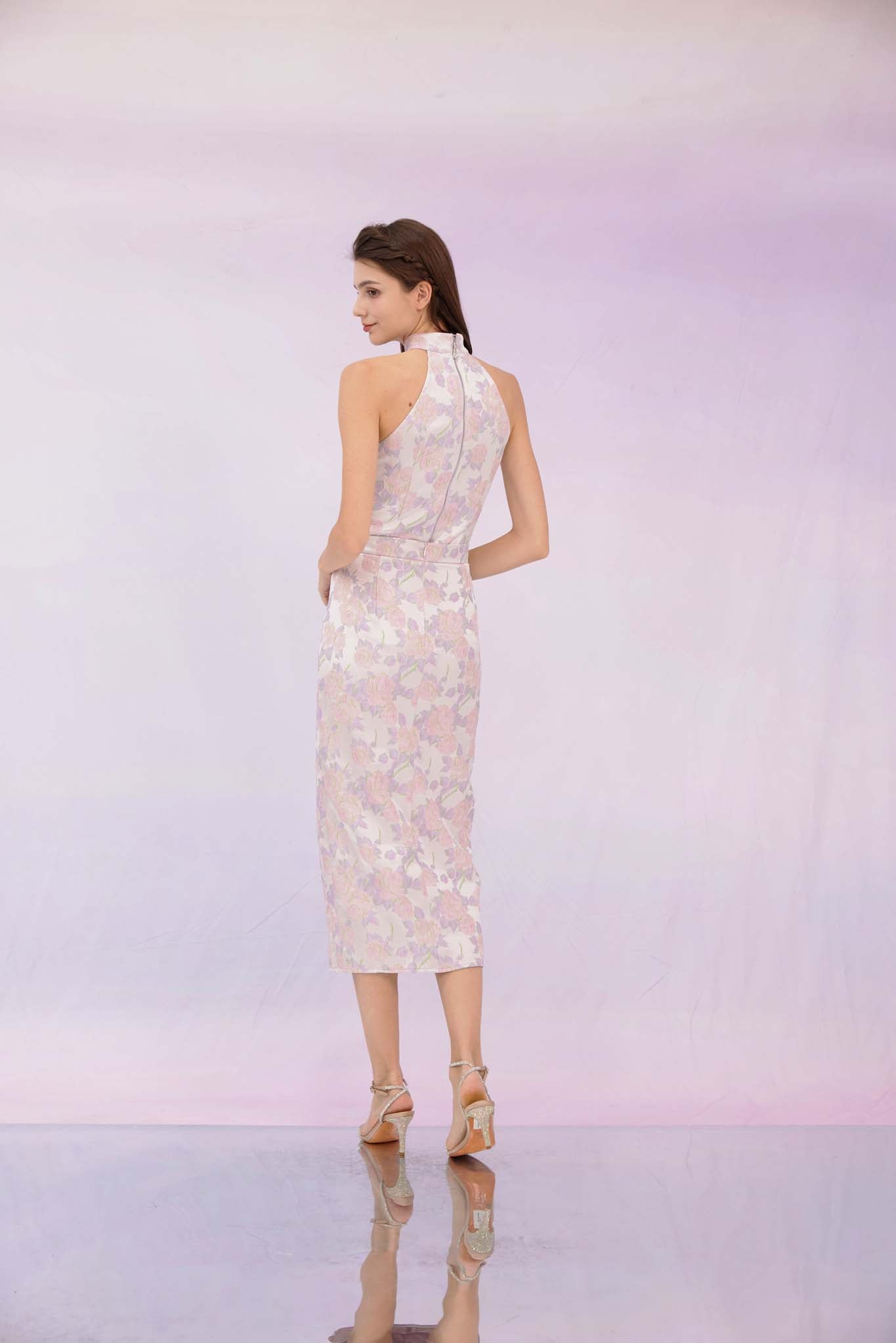 Gilana Purple Jacquard Midi Skirt